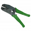 TK10190 Ratchet Crimping Tool <!DOCTYPE html>
<html lang=\"en\">
<head>
<meta charset=\"UTF-8\">
<title>Ratchet Crimping Tool</title>
</head>
<body>
<section>
<h1>Ratchet Crimping Tool</h1>
<p>An essential tool for creating secure and reliable connections in electrical and networking projects.</p>
<ul>
<li>High-quality ratchet mechanism ensures consistent crimping force</li>
<li>Durable steel construction for long-term use</li>
<li>Ergonomic handles for comfortable grip and reduced fatigue</li>
<li>Adjustable crimping pressure to accommodate various wire sizes</li>
<li>Quick release lever for safety and efficiency</li>
<li>Compatible with a wide range of connectors</li>
<li>Includes interchangeable dies for versatility</li>
</ul>
</section>
</body>
</html> 