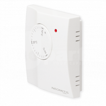 NE2050 Mechanical Room Stat with LED, Neomitis RTA, Limit & Lock Feature <p>This analog room thermostat has been designed for easy installation and is intended to make your life easier and more comfortable. With a simple rotary dial it uses electronic technology to measure temperature and control the heating output.</p>

<ul>
	<li>Quick and easy to install.</li>
	<li>Easy to turn rotary control, easy to set.</li>
	<li>Visual indication of the setting temperature.</li>
	<li>LED to indicate heating state.</li>
	<li>Accurate temperature control.</li>
	<li>Energy savings.</li>
	<li>Hard wired version.</li>
	<li>Room temperature control.</li>
	<li>2 knock out areas for wiring.</li>
	<li>Limit and lock temperature setting.</li>
	<li>Two choices of installation: on connection box or surface mounting.</li>
	<li>Mounting on standard wall box.</li>
	<li>Frost protection at 7&deg