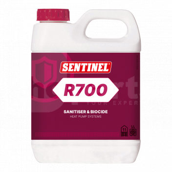 FC2037 Sentinel R700 GSHP Sanitiser and Biocide 1Ltr <!DOCTYPE html>
<html>
<head>
<title>Sentinel R700 GSHP Sanitiser and Biocide 1Ltr</title>
</head>
<body>
<h1>Sentinel R700 GSHP Sanitiser and Biocide 1Ltr</h1>

<h2>Product Description:</h2>
<p>The Sentinel R700 GSHP Sanitiser and Biocide is a highly effective solution for maintaining and sanitizing your Ground Source Heat Pump (GSHP) system. It is designed to control bacterial growth and prevent biofilm formation, ensuring optimal performance and longevity of your GSHP system.</p>

<h2>Product Features:</h2>
<ul>
<li>Effective sanitiser and biocide solution for GSHP systems</li>
<li>Controls bacterial growth and prevents biofilm formation</li>
<li>Ensures optimal performance and longevity of GSHP systems</li>
<li>1-litre quantity for multiple applications</li>
<li>Easy to use and apply</li>
<li>Safe for use with various GSHP system components</li>
</ul>
</body>
</html> Sentinel R700, GSHP, sanitiser, biocide, 1Ltr