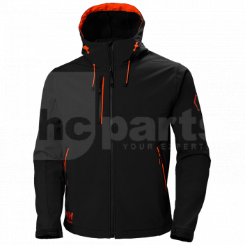 HH1603 Helly Hansen Chelsea Evolution Hooded Softshell Jacket, Black, L <h3>Helly Hansen Chelsea Evolution Hooded Softshell Jacket, Black, L</h3><p>The Chelsea Evolution collection puts emphasis on style, comfort and utility. It provides exceptional functionality whilst supporting a variety of working conditions, making it an excellent choice for the modern tradesmen.</p><p>A premium Softshell fabric with membrane and fleece backing combined with back panel in 4-way stretch fabric gives you the ultimate Softshell Jacket. The 4-way stretch fabric is strategically placed across the upper back to maximize movability and comfort. The fabric ensures water and wind resistance and the exclusion of shoulder seams increases the water repellency even further. This jacket is probably the most versatile jacket you can own.</p><p></p><p><strong>Main Features:</strong></p><ul><li>Softshell fabric with membrane and DWR.</li> 
<li> 4-Way stretch fabric at upper back for max comfort.</li> 
<li> No shoulder seams.</li> 
<li> Adjustable hood with drawcord.</li> 
<li> Full front zip with chin protector.</li> 
<li> Brush Lined hand pockets.</li> 
<li> Chest and Hand pockets with zip fastener.</li> 
<li> Headphone cord hole inside chest pocket.</li> 
<li> Articulated sleeves for optimal mobility.</li> 
<li> Adjustable cuffs and hem.</li> 
<li> ID card loop.</li> 
<li> Extended back for improved comfort.</li> </ul><p>Colour: <strong>Black</strong></p><p>Founded in Norway in 1877, Helly Hansen continues to develop professional-grade apparel that helps people stay and feel alive. Through insights drawn from living and working in the world’s harshest environments, the company has developed a long list of first-to-market innovations, including the first supple waterproof fabrics more than 140 years ago. </p><p>All of this has lead to the creation of exceptional quality and high-performance working clothes, from oceans to mountains, Helly Hansen workwear is designed to withstand extreme environments and is the favourite clothing choice for a range of professional industries across the globe.</p> Helly Hansen, Chelsea Evolution, Hooded Softshell Jacket, Black, Size L