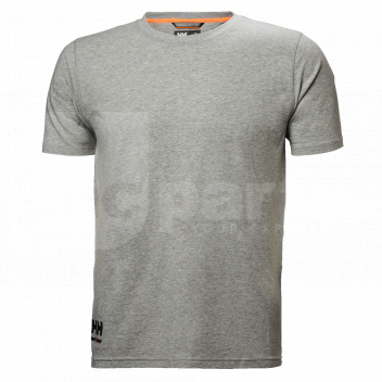 HH3895 Helly Hansen Chelsea Evolution Tee, Grey Melange, 3XL <h3>Helly Hansen Chelsea Evolution Tee, Grey Melange, 3XL</h3><p>The Chelsea Evolution collection puts emphasis on style, comfort and utility. It provides exceptional functionality whilst supporting a variety of working conditions, making it an excellent choice for the modern tradesmen.</p><p>Gear up with the Chelsea Evo tee. The combination of super soft cotton and polyester creates ultimate comfort. The 5% stretch material increases the exceptional comfort without limits. A Lightweight and comfortable t-shirt designed to be comfortable for working in all day. Minimal branding makes it easy to add a company name or logo to create a unique look for you and your colleagues. </p><p></p><p><strong>Main Features:</strong></p><ul><li> Flatlock stitching with contrast color stitching.</li> 
<li> Lightweight and comfortable.</li> 
<li> Fitted cut.</li> 
<li> Minimal HH branding, customisable with your company name, logo or branding.</li> </ul><p>Colour: <strong>Grey/Melange</strong></p><p>Founded in Norway in 1877, Helly Hansen continues to develop professional-grade apparel that helps people stay and feel alive. Through insights drawn from living and working in the world’s harshest environments, the company has developed a long list of first-to-market innovations, including the first supple waterproof fabrics more than 140 years ago. </p><p>All of this has lead to the creation of exceptional quality and high-performance working clothes, from oceans to mountains, Helly Hansen workwear is designed to withstand extreme environments and is the favourite clothing choice for a range of professional industries across the globe.</p> Helly Hansen Chelsea Tee, Evolution Grey Melange, 3XL Shirt, Men\'s Workwear, Large Size Outdoor T-Shirt