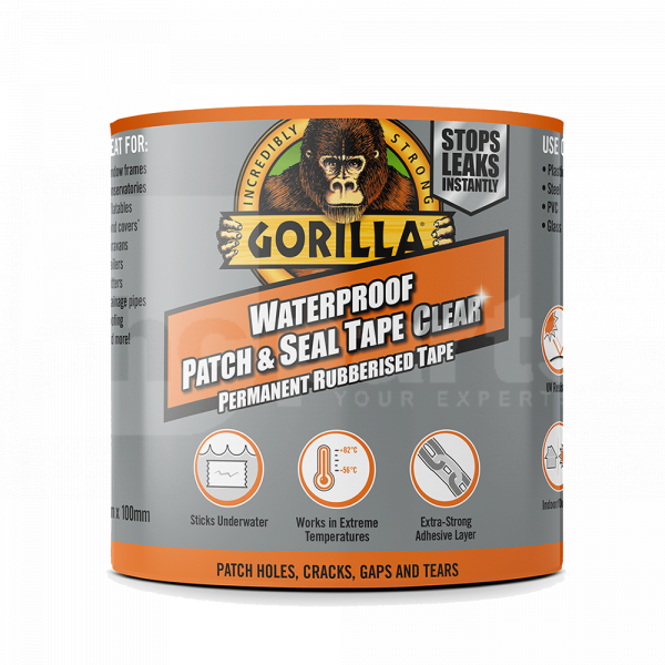 Gorilla Waterproof Patch & Seal Adhesive Tape, Clear, 2.4m - JA7045
