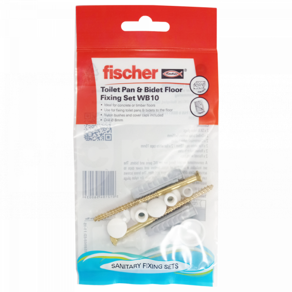WC Pan (Vertical) Fixing Kit (Screws, Bushes & Caps) Fischer WB10 - FX0824