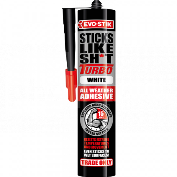Evo-Stik Sticks Like Sh*t Turbo All Weather Adhesive, White, 290ml - JA6246