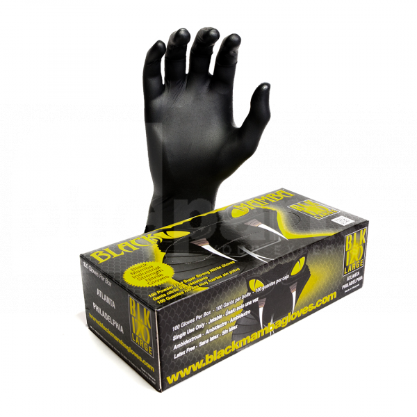 Gloves, Nitrile (Box 100) Medium, Black Mamba Heavy Duty - ST1262