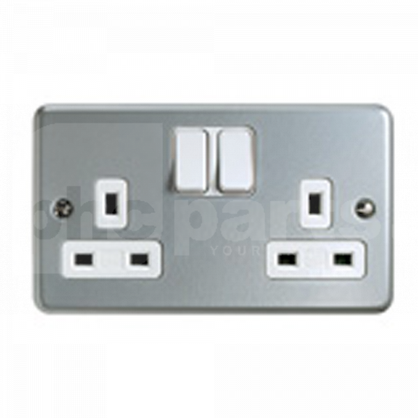 Metal Clad Socket Outlet, 2 Gang, Switched, 13A, MK Metalclad Plus - EK2430