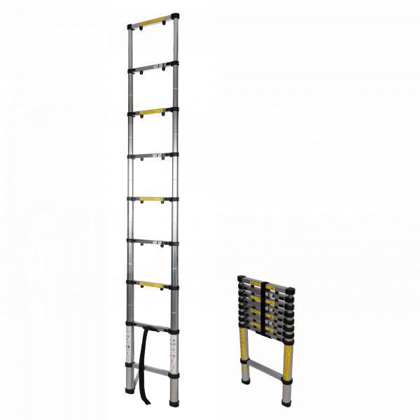 Telescopic Ladder, 2.6m Max Reach, 9-Rung & Non Slip Feet - TK7830