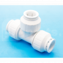 PP1525 Speedfit Equal Tee, 15mm <p>The equal tee is a push-fit plastic fitting for the connection of plastic and copper pipe.</p>

<p>Simply push the fitting fully onto the pipe and twist the plastic nut clockwise to lock in place. Should the need arise to demount the connection unlock the nut and push the collet towards the body of the fitting and pull the pipe to release.&nbsp