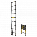 TK7830 Telescopic Ladder, 2.6m Max Reach, 9-Rung & Non Slip Feet <p>Key Features:</p>
<ul>
<li>9-rung telescopic aluminium ladder with curved, non-slip feet.</li>
<li>Extends rung-by-rung to the required height.</li>
<li>Safety locking mechanism.</li>
<li>Dimensions H x W x D (closed): 855 x 470 x 80mm. (open): 2600 x 470 x 80mm.</li>
<li>Rung spacing 270mm.</li>
<li>Maximum extension 2.6m (8\' 5\").</li>
<li>150kg capacity.</li>
<li>Weight 6.8kg.</li>
</ul> 