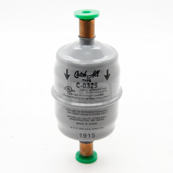 BH4852 Catch-All Filter Drier, Type C-032-S, 1/4in Solder Connections <!DOCTYPE html>
<html>
<head>
<title>Product Description</title>
</head>
<body>

<h1>Catch-All Filter Drier</h1>
<h2>Type C-032-S</h2>
<h3>1/4in Solder Connections</h3>

<h3>Product Features:</h3>
<ul>
<li>Universal Catch-All filter drier for various HVAC systems</li>
<li>Type C-032-S model</li>
<li>1/4in solder connections for secure installation</li>
<li>High-quality construction for durability and reliability</li>
<li>Effectively removes contaminants and moisture from the system</li>
<li>Compatible with both residential and commercial applications</li>
<li>Easy to install and maintain</li>
<li>Helps improve overall system performance and efficiency</li>
<li>Compact design for space-saving installation</li>
<li>Provides protection to the system\'s components</li>
</ul>

</body>
</html> Catch-All Filter Drier, Type C-032-S, 1/4in Solder Connections