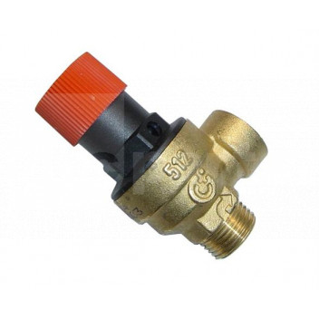 PL0960 Pressure Relief Valve, 3Bar, 1/2in x 1/2in MxF (Series 514) <p>Pressure relief valve for domestic combination or system boilers. Also known as safety relief valve, blow off valve, release valve, PRV and SRV.</p>

<p>Manufactured by Caleffi, the 514 series relief valves are identifiable by a red cap, normally marked with the pressure rating, on top of a black spindle (or valve head). To activate the valve, the red cap is twisted, pulling the EPDM diaphragm away from the valve seat, and thereby providing a route of escape for the pressurised water.</p>

<p>Technical specification:</p>

<ul>
	<li>Inlet connection:&nbsp