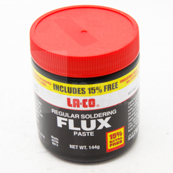 SM2035 Flux, La-Co (4oz, 125gm) <!DOCTYPE html>
<html lang=\"en\">
<head>
<meta charset=\"UTF-8\">
<meta name=\"viewport\" content=\"width=device-width, initial-scale=1.0\">
<title>Flux, La-Co (4oz, 125gm)</title>
</head>
<body>
<div id=\"product-description\">
<h1>Flux, La-Co (4oz, 125gm)</h1>
<p>An essential solution for effective soldering, the La-Co flux helps cleanse surfaces before the soldering process begins, improving metal fusion and creating a strong, long-lasting bond.</p>
<ul>
<li>Weight: 4 ounces (125 grams)</li>
<li>Designed to improve soldering performance</li>
<li>Ensures a strong, clean bond</li>
<li>Compatible with a variety of metals</li>
<li>Non-corrosive and non-abrasive formula</li>
<li>Comes in an easy-to-use dispensing bottle</li>
<li>Manufactured by La-Co, a trusted name in soldering products</li>
</ul>
</div>
</body>
</html> 