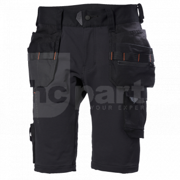 HH6344 Helly Hansen Chelsea Evolution Construction Shorts, Black, C52 <p>Helly Hansen Chelsea Evolution Construction Shorts, Black, C52<p><br><br><p>The Chelsea Evolution collection puts emphasis on style, comfort and utility. It provides exceptional functionality whilst supporting a variety of working conditions, making it an excellent choice for the modern tradesmen.</p><p>
<p>The concepts let the user dress head to toe with styles that match and give a professional appearance. Chelsea Evolution is the bestselling concept from Helly Hansen Workwear and there is no doubt why. </p><br><br> Main Features:</p>
<ul><li>4-way stretch fabric</li>
<li>Cordura® hanging pockets with double lined bottom and nylon webbing for durability</li>
<li>Shaped waistband for improved comfort</li>
<li>Broad center back belt loop for extra stability and strength</li> 
<li>Gusset in crotch for freedom of movement</li>
<li>Plastic covered metal buttons</li>
<li>Thigh pocket with fastener closure and several compartments</li>
<li>ID card loop</li> 
<li>Ruler pocket in Cordura® reinforcement fabric</li> 
<li>Cordura® fabric reinforcement on knees with articulated knees for optimal mobility</li> 
<li>Knee Pad pockets accessible from the inside and knee pad position can be adjusted by 5 cm for optimal mobility</li> 
<li>Cordura® fabric reinforcement on bottom hem</li> 
<li>Possibility to increase leg length by 5cm</li> </ul>
<p>Colour: Black </p> <br><br><p>Founded in Norway in 1877, Helly Hansen continues to develop professional-grade apparel that helps people stay and feel alive. Through insights drawn from living and working in the world’s harshest environments, the company has developed a long list of first-to-market innovations, including the first supple waterproof fabrics more than 140 years ago. </p><p>All of this has lead to the creation of exceptional quality and high-performance working clothes, from oceans to mountains, Helly Hansen workwear is designed to withstand extreme environments and is the favourite clothing choice for a range of professional industries across the globe.</p><br><br> 