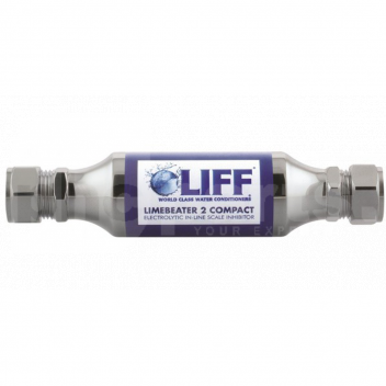 FC0844 Liff Limebeater Electrolytic 22mm Comp. Inline Scale Inhibitor <p>The Limebeater is an electrolytic water conditioner that uses the principles of electrolytic action to alter the characteristics of hard water. Once conditioned by the Limebeater, limescale simply passes through a domestic hot water system without sticking to the heat exchange surfaces. When used in a hard water area, the Limebeater can extend the life of household water appliances such as shower units, hot water cylinders &amp