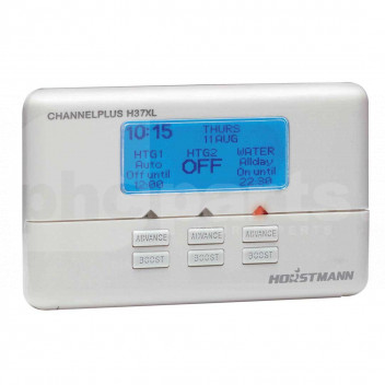 TM5090 Programmer, Horstmann ChannelPlus H37XL, 3 Channel, 7 Day <!DOCTYPE html>
<html lang=\"en\">
<head>
<meta charset=\"UTF-8\">
<meta name=\"viewport\" content=\"width=device-width, initial-scale=1.0\">
<title>Horstmann ChannelPlus H37XL Programmer</title>
</head>
<body>
<div class=\"product-description\">
<h1>Horstmann ChannelPlus H37XL Programmer</h1>
<p>The Horstmann ChannelPlus H37XL is a reliable and user-friendly three-channel programmer, designed for managing your heating and hot water system with ease.</p>
<ul>
<li>3 Channel Control - Separate programming for heating and hot water.</li>
<li>7-Day Programming - Customize your heating schedule for each day of the week.</li>
<li>Boost Function - Temporarily increase the heating or hot water without altering the set program.</li>
<li>Holiday Mode - Suspend your normal schedule while away and resume automatically.</li>
<li>Automatic Summer/Winter Changeover - Adjusts the clock for daylight savings time.</li>
<li>Pre-Set Clock - No need to reprogram after a power failure.</li>
<li>Easy to Read Backlit Screen - for simple programming.</li>
<li>Compatible with a wide range of boilers and systems.</li>
</ul>
</div>
</body>
</html> 