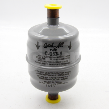 BH4860 Catch-All Filter Drier, Type C-053-S, 3/8in Solder Connections <!DOCTYPE html>
<html>
<head>
<title>Product Description</title>
</head>
<body>
<h1>Catch-All Filter Drier</h1>
<h2>Type C-053-S</h2>
<h3>3/8in Solder Connections</h3>
<p>
The Catch-All Filter Drier, Type C-053-S, with 3/8in Solder Connections is an essential component for any refrigeration or air conditioning system. It effectively eliminates harmful contaminants and moisture from the system, ensuring optimal performance and extending the lifespan of the equipment.
</p>

<h4>Product Features:</h4>
<ul>
<li>High-quality filter drier with superior filtration capabilities</li>
<li>Compatible with various refrigerants</li>
<li>Easy installation with 3/8in solder connections</li>
<li>Robust construction for durability and long-lasting performance</li>
<li>Compact size for space-saving installation</li>
<li>Efficient removal of moisture and contaminants to prevent system damage</li>
<li>Helps maintain system efficiency and reduces energy consumption</li>
</ul>
</body>
</html> Catch-All Filter Drier, Type C-053-S, 3/8in Solder Connections