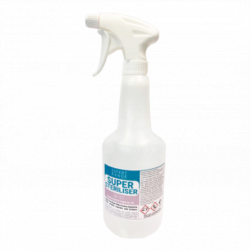 CF1160 Super Steriliser Anti-Virus Surface Spray, 750ml, Expert Range <!DOCTYPE html>
<html>
<head>
<title>Super Steriliser Anti-Virus Surface Spray - Product Description</title>
</head>
<body>

<h1>Super Steriliser Anti-Virus Surface Spray</h1>

<h2>Product Description:</h2>
<p>The Super Steriliser Anti-Virus Surface Spray is a powerful and effective solution for maintaining a clean and germ-free environment. With its advanced formula, it provides long-lasting protection against viruses, bacteria, and other harmful microorganisms. This 750ml bottle is part of our Expert Range, ensuring top-notch quality and performance.</p>

<h2>Product Features:</h2>
<ul>
<li>Kills 99.9% of viruses and bacteria</li>
<li>Provides long-lasting protection</li>
<li>Powerful and effective formula</li>
<li>Expert Range, guaranteeing superior quality</li>
<li>Convenient 750ml bottle size</li>
<li>Easy to use spray nozzle</li>
<li>Ideal for use on various surfaces</li>
<li>Helps prevent the spread of germs</li>
</ul>

</body>
</html> Super Steriliser, Anti-Virus, Surface Spray, 750ml, Expert Range