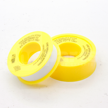 JA5015 PTFE Gas Tape (YELLOW) 12mm x 5m Roll <div>
<h1>PTFE Gas Tape (YELLOW) 12mm x 5m Roll</h1>
<img src=\"product_image.jpg\" alt=\"PTFE Gas Tape\" />

<h2>Product Description:</h2>
<p>
The PTFE Gas Tape is a high-quality sealing tape designed for gas connections. With its yellow color, it is easily identifiable and ensures a secure and leak-proof seal. The tape comes in a convenient 12mm width and a 5-meter roll, providing you with ample tape for multiple applications.
</p>

<h2>Product Features:</h2>
<ul>
<li>High-quality PTFE material for reliable sealing</li>
<li>Easily identifiable yellow color</li>
<li>12mm width for versatile use</li>
<li>5-meter roll for multiple applications</li>
<li>Ensures a secure and leak-proof seal on gas connections</li>
<li>Easy to apply and remove</li>
<li>Durable and long-lasting</li>
</ul>
</div> PTFE, gas tape, yellow, 12mm, 5m roll