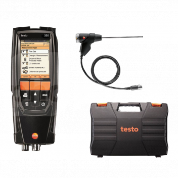 TJ1438 Testo 320B Flue Gas Analyser Standard Kit c/w Probe & Case <ul>
	<li>
	<p>Clear and simple colour menu - tests listed with text and icons&nbsp