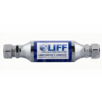 FC0834 Liff Limefighter Magnetic 22mm Comp. Inline Scale Inhibitor <p>Uses magnetism to alter the characteristics of hard water, preventing scale from sticking to heat exchange surfaces. Can be installed on the incoming main for whole house protection, or on the cold feed to an individual appliance. Protects combi boilers, hot water heaters, electric showers, hot water cylinders, immersion heaters etc.</p>

<ul>
 <li>Magnetic water conditioner</li>
 <li>Single appliance or whole house protection</li>
 <li>Lower heating bills</li>
 <li>Water remains potable</li>
 <li>No maintenance</li>
</ul>

<p>This is not a water softener it is a scale inhibitor product which will prevent scale build up on pipework and heating elements.</p> 
