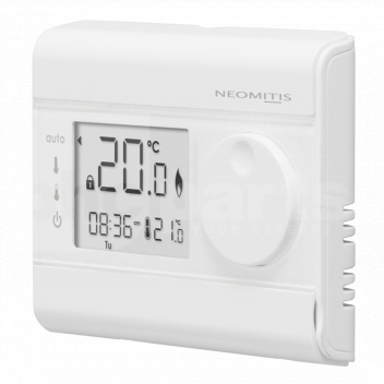 NE2032 Digital Room Stat, 7 Day Programmable, Neomitis RT7+ (Boiler Plus) <p>This digital room thermostat has been designed for easy operation and is intended to make your life easier and help you save energy and money. The extra large LCD and ambient temperature digits mean that the display can be read from across the room and the simple rotary dial makes it the perfect for everyone who wants a digital thermostat that is easy to understand.<br />
<br />
The slide control operation and simple programming method means that everyone can set their own convenient schedule for each day of the week. Having the ability to customise each day of the week allows for greater efficiency savings. The dual optimization feature allows you to optimize your programming by favouring comfort or savings.<br />
<br />
This digital thermostat is just one of a range of products that can provide the right solution for controlling your heating system in an easy and efficient way, whether it is a new installation or an improvement to an existing one.</p>

<ul>
	<li><strong>Dual optimization feature.</strong></li>
	<li><strong>Automation: flexible programming and easy modification to combine comfort and savings.</strong></li>
	<li>Stylish and slim.</li>
	<li>Quick and easy to install.</li>
	<li>Suitable for all heating applications.</li>
	<li>Large and easy to understand display.</li>
	<li>Easy to turn rotary control.</li>
	<li>Boost mode for immediate comfort.</li>
	<li>Energy savings from PID control.</li>
	<li>Wired version, ideal for new build or thermostat replacement.</li>
	<li><a href=\"https://phc.parts/product/neomitis/DigitalRFRoomSta-NE2132/NE2132\">Wireless (RF) versions available</a>.</li>
	<li>Service interval capable.</li>
</ul> 