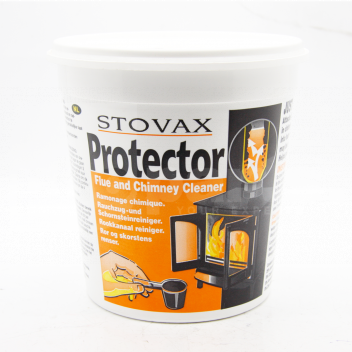 JA8050 Protector, Flue & Chimney Cleaner, 1kg Tub <p>Reduce the risk of chimney fires with the Stovax chimney Protector which reduces the build up of creosote in chimneys caused by burning wet or unseasoned wood. Stovax Protector dries out the wet and sticky tar, so that it will loosen and fall down to the bottom of the flue pipe, it can then be easily cleaned out. Use Stovax Protector on your open fire or in a stove as part of any stove care or cleaning routine.The 1kg tub of Stovax chimney protector is a great safety product and very easy to use. Attacks tar, creosote and soot in chimneys by converting it into harmless clinker which may be easily brushed away. Helps prevent chimney fires. Burn 2 measures on the fire each time it is lit for the first 7 lightings, thereafter burn 2 measures every 4 lightings. please read manufacturers instructions.</p> 
