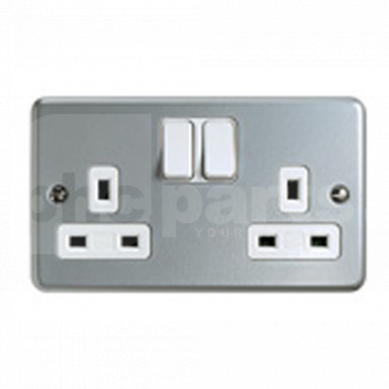 EK2430 Metal Clad Socket Outlet, 2 Gang, Switched, 13A, MK Metalclad Plus  