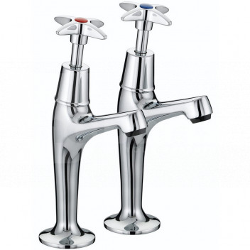 PL6380 Sink High Neck Pillar Cross Head Taps (Pair), Bristan <!DOCTYPE html>
<html lang=\"en\">
<head>
<meta charset=\"UTF-8\">
<meta name=\"viewport\" content=\"width=device-width, initial-scale=1.0\">
<title>Product Description</title>
</head>
<body>
<div class=\"product-description\">
<h1>Sink High Neck Pillar Cross Head Taps (Pair) by Bristan</h1>
<ul>
<li>High-quality brass construction for durability</li>
<li>Chrome finish for a sleek, modern look</li>
<li>Cross-head handles for easy grip and classic style</li>
<li>High neck design suitable for both low and high pressure systems</li>
<li>1/4 turn ceramic discs for smooth operation and no drips</li>
<li>Easy to install with all fixings included</li>
<li>5-year manufacturer\'s warranty for peace of mind</li>
</ul>
</div>
</body>
</html> 