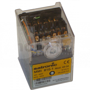 SF0013 Control Box, Gas, Satronic MMI810.1 MOD 40-34 240v <!DOCTYPE html>
<html lang=\"en\">
<head>
<meta charset=\"UTF-8\">
<meta name=\"viewport\" content=\"width=device-width, initial-scale=1.0\">
<title>Control Box Product Description</title>
</head>
<body>
<h1>Satronic MMI810.1 MOD 40-34 Gas Control Box 240V</h1>
<p>The Satronic MMI810.1 MOD 40-34 is a reliable gas control box designed for managing the operation of gas burners. Engineered for performance and safety, this control box is an essential component for any gas burner system.</p>
<ul>
<li>Model: MMI810.1 MOD 40-34</li>
<li>Voltage: 240V</li>
<li>Application: Gas burner control</li>
<li>Easy installation and setup</li>
<li>Durable construction for long-term use</li>
<li>Compatible with a wide range of burner types</li>
<li>Meets necessary safety and regulatory standards</li>
<li>Integrated diagnostics for fault detection</li>
<li>LED indicators for operational status</li>
</ul>
</body>
</html> 