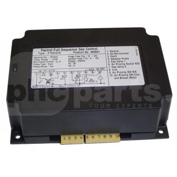PB1010 Control Box, Pactrol P16 DI 400601 <div>
<h1>Control Box - Pactrol P16 DI 400601</h1>
<hr>
<h2>Product Description:</h2>
<p>The Control Box - Pactrol P16 DI 400601 is a high-quality and reliable control box designed for various heating and industrial applications. It offers advanced control features and ease of use, making it an ideal choice for professionals and enthusiasts alike.</p>

<h2>Product Features:</h2>
<ul>
<li>Compact and durable design</li>
<li>Compatible with a wide range of heating and industrial systems</li>
<li>Easy installation and setup</li>
<li>Intuitive interface for convenient operation</li>
<li>High precision control for accurate temperature management</li>
<li>Provides reliable and consistent performance</li>
<li>Includes safety features to protect the system and prevent accidents</li>
<li>Supports both automatic and manual control modes</li>
<li>Energy-efficient operation for cost savings</li>
<li>Designed for long-lasting durability</li>
</ul>

<h2>Technical Specifications:</h2>
<ul>
<li>Model: Pactrol P16 DI 400601</li>
<li>Input Voltage: 110-240V AC</li>
<li>Operating Temperature: -10°C to 50°C</li>
<li>Dimensions: 150mm x 100mm x 50mm</li>
<li>Weight: 300 grams</li>
</ul>
</div> Control Box, Pactrol P16 DI 400601