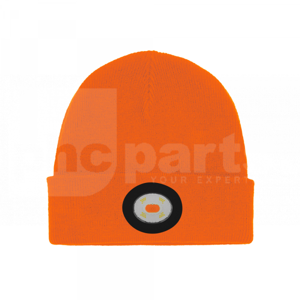 Beanie Hat, Orange, c/w USB Rechargeable Light, Unilite BE02+, 150 Lum - BD1601