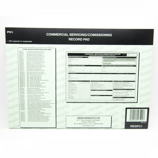 Commercial Servicing/Commisioning Report Pad (50 Reports) - TJ5029