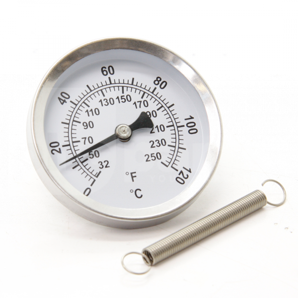 Pipe Thermometer, 60mm Dia. 0 to 120C, Spring Fixing Type - TJ1901