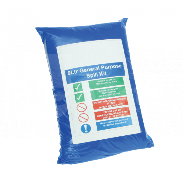 Oil & Water Spillage Kit (5x Pads, 1x Cushion and a Bag Tie) 9Ltr - OA4013