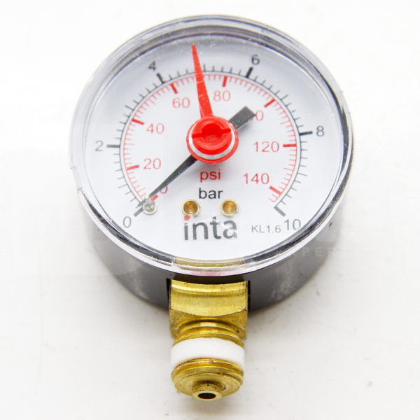 Water Pressure Gauge, 0-10 Bar, 1/4in Bottom Conn, 50mm Dial - GC0126