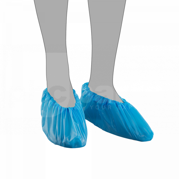 Protective Disposable Overshoes, 16in, Blue, Pack of 100 - ST1029