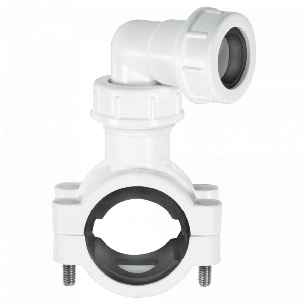 McAlpine Pipe Clamp, 19-23mm Pipe to 1.25in/1.5in Comp Waste, White - PPM0812
