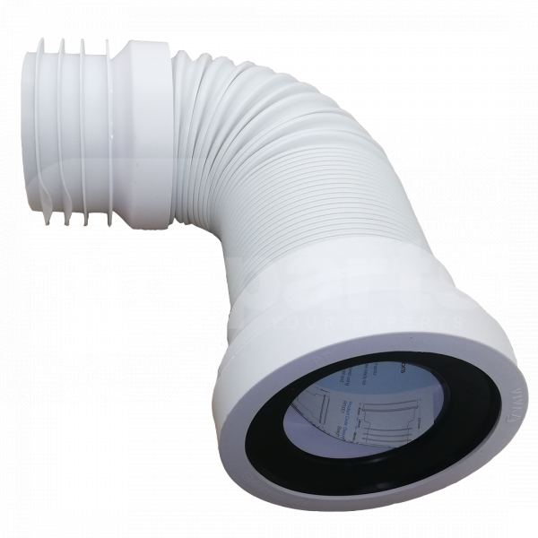 WC Pan Connector, Flexible (300-700mm Long), 4in/110mm, 90-107mm Inlet - PPV3315