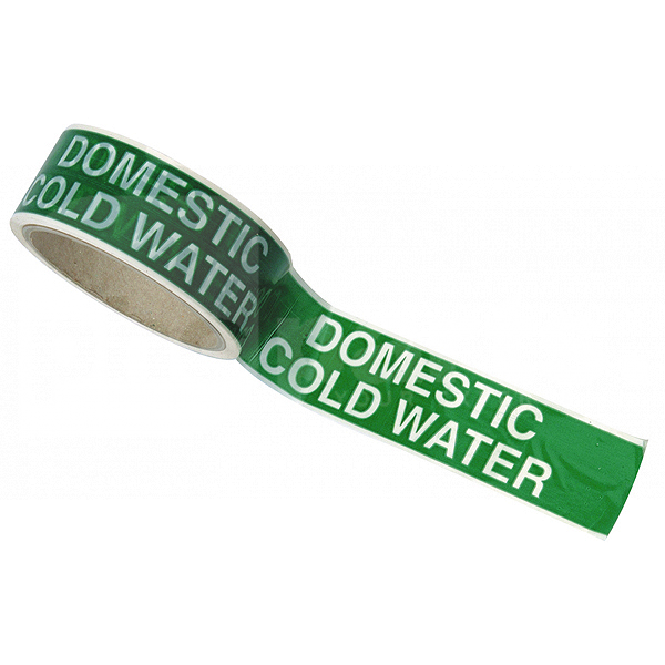 Tape, Green, Marked 'Domestic Cold Water' 38mm x 33m Roll - JA6084