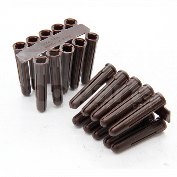 Wall Plugs, Pack 100, Brown, (to suit No. 10-14 screws, 7-8mm Drill) - FX0020