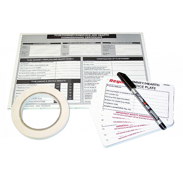Chimney/Flue Safety Pack (Pad, Tape, Notice Plates & Pen) - TJ5024